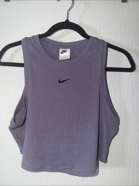 Nike Lavender Cropped Tank Top with Black Swoosh